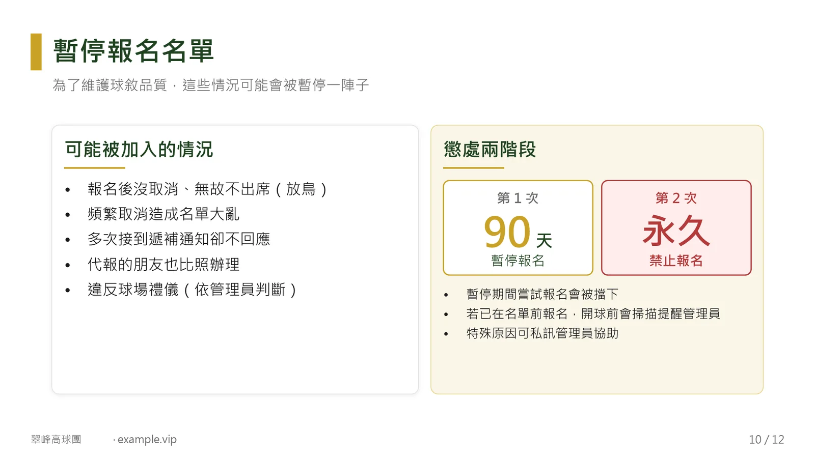 暫停報名名單